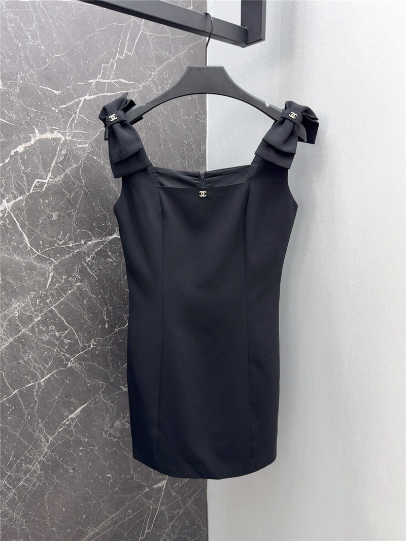 Ch**el shoulder strap bow little black dress replicas clothes