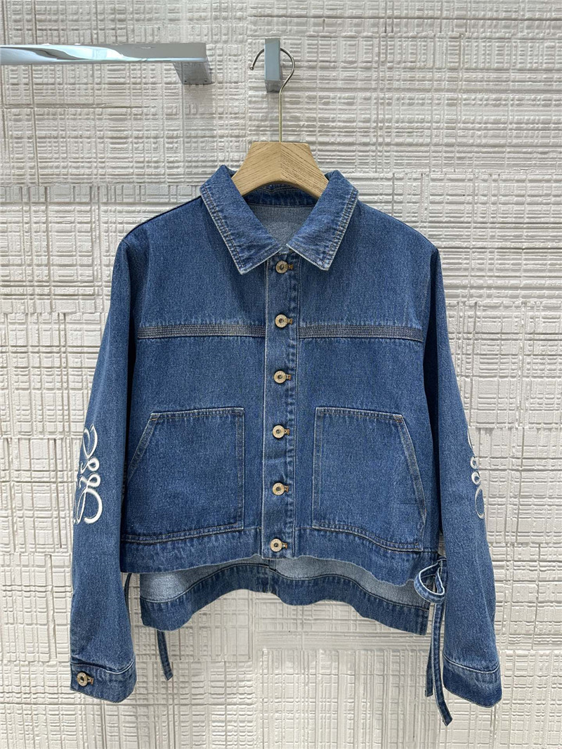 L0ew* vintage denim lapel jacket replica clothes