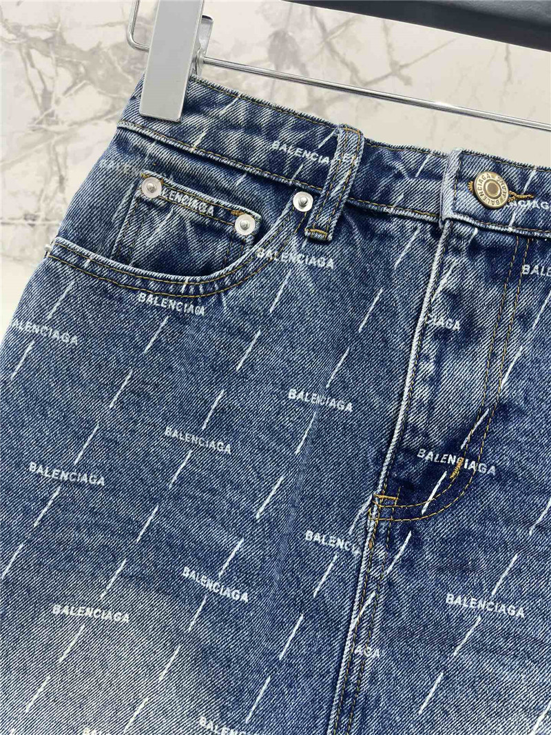 Ba1en*iaga diagonal stripe logo denim skirt replicas clothes