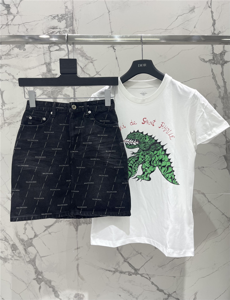 Ba1en*iaga diagonal stripe logo denim skirt replicas clothes