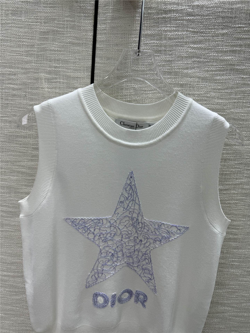 D10r embroidered five-pointed star knitted vest replicas clothes