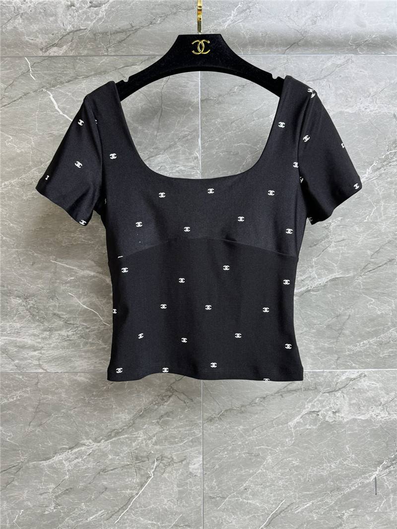 Ch**el full logo short sleeve replica clothing sites