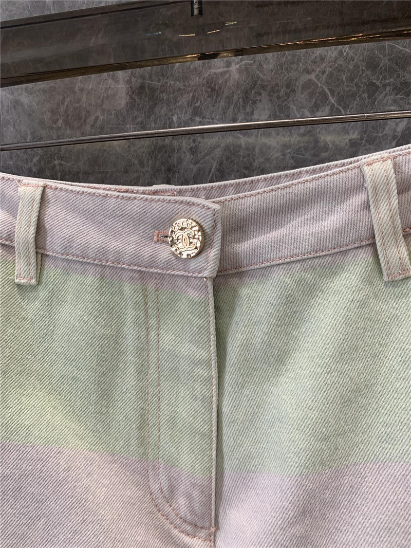 Ch**el new color block denim shorts replica clothes