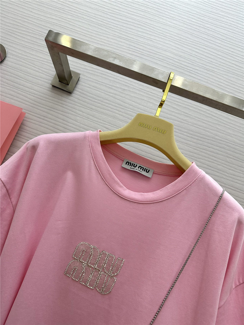 M1um1u beaded contrast color t-shirt replica clothing sites