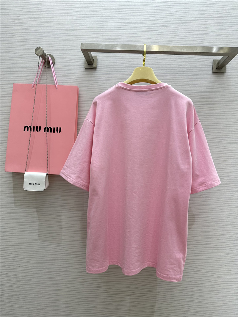 M1um1u beaded contrast color t-shirt replica clothing sites