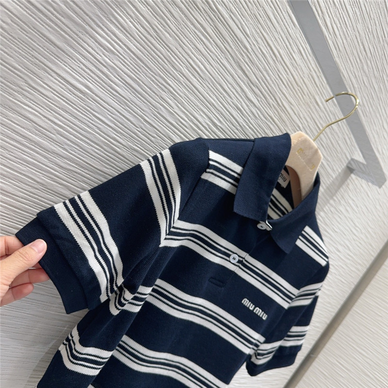 M1um1u contrast striped polo top replica d&g clothing