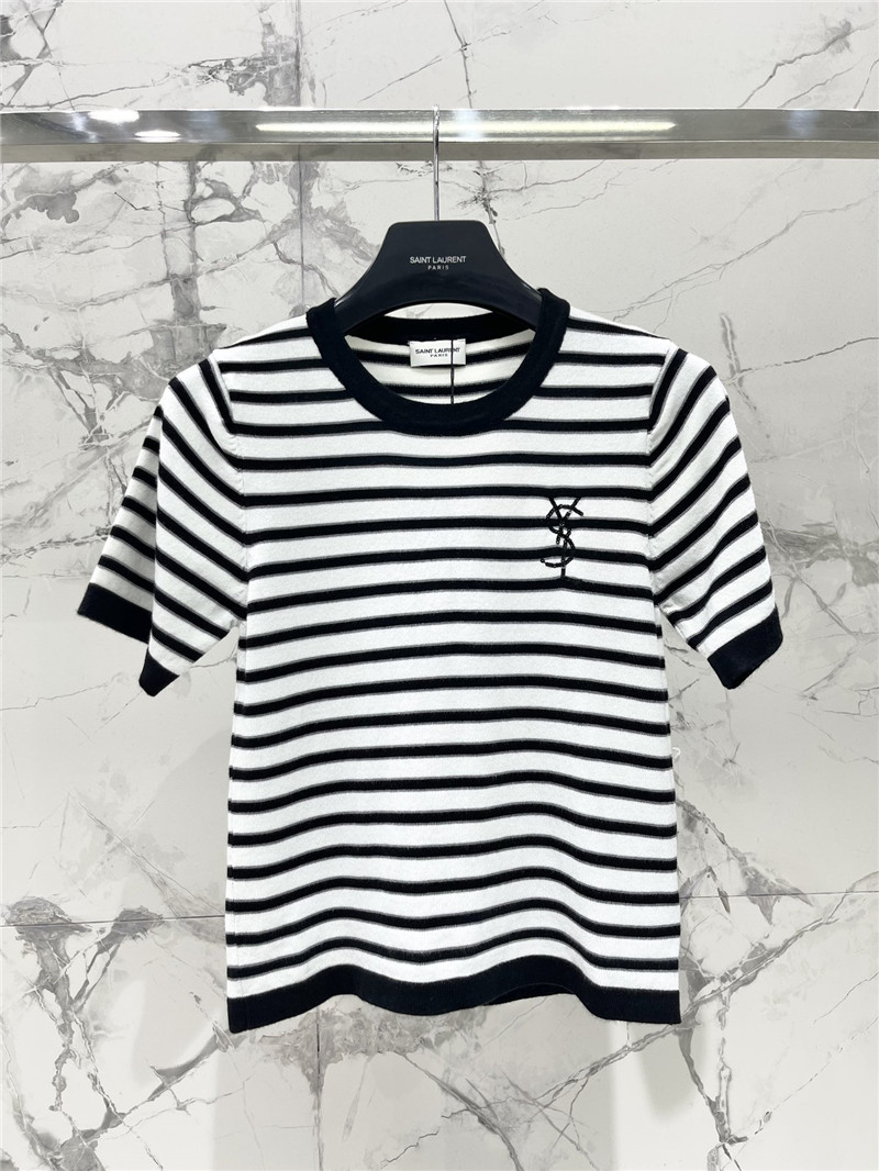 Y51 round neck classic striped knitted short sleeves replica clothes