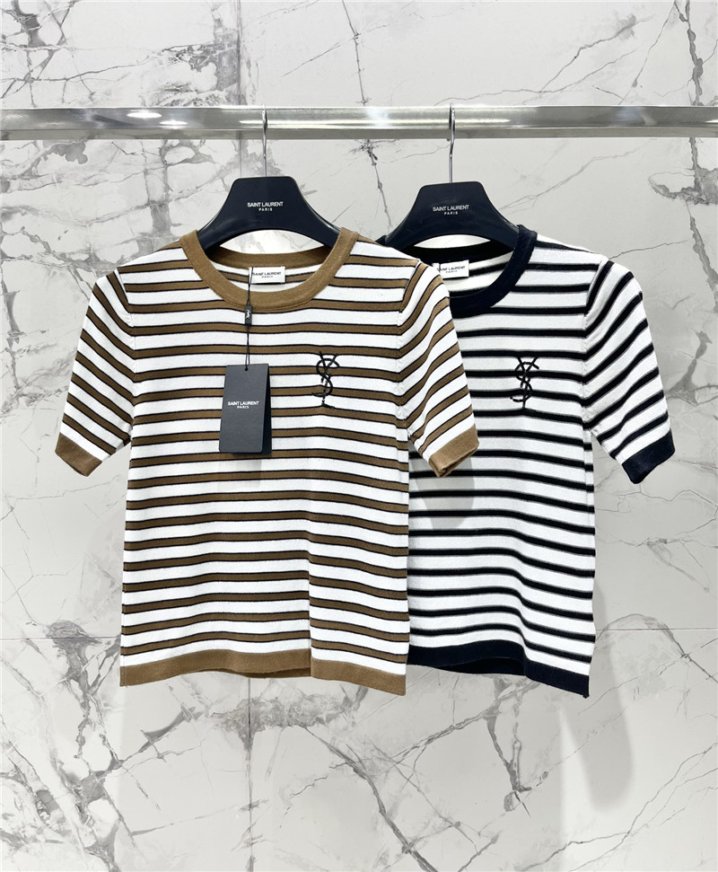 Y51 round neck classic striped knitted short sleeves replica clothes