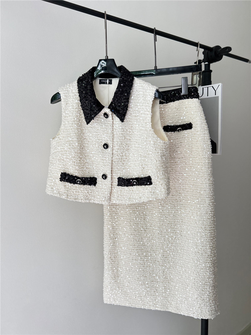 Ch**el small fragrance style sequin suit replica clothes