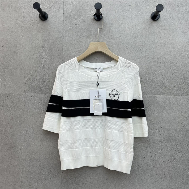Ch**el round neck striped short sleeve replica clothing sites