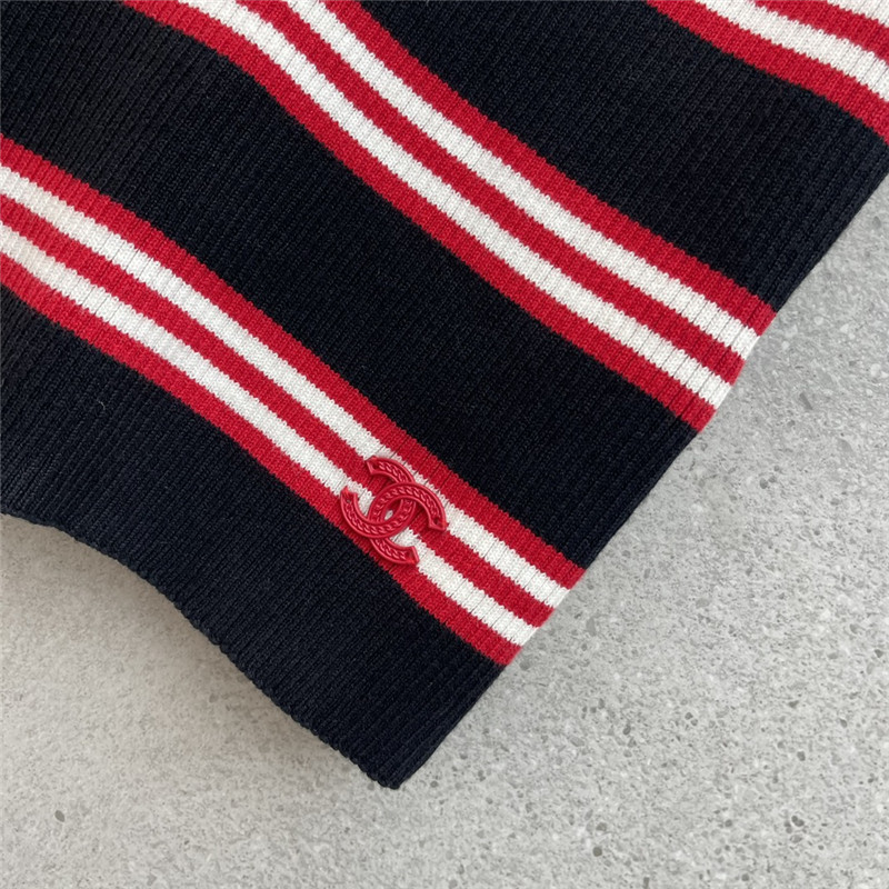 Ch**el contrast striped knitted vest replicas clothes