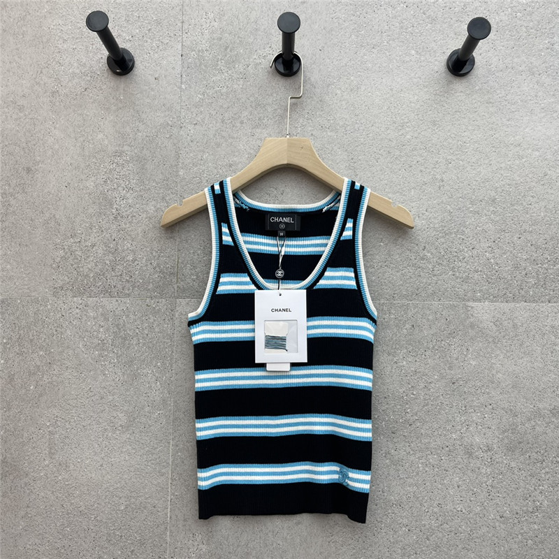 Ch**el contrast striped knitted vest replicas clothes