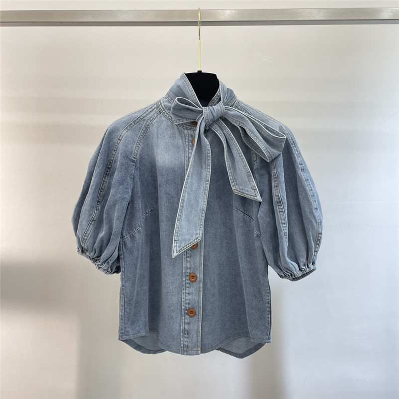 zimm lace-up denim top replica designer clothes