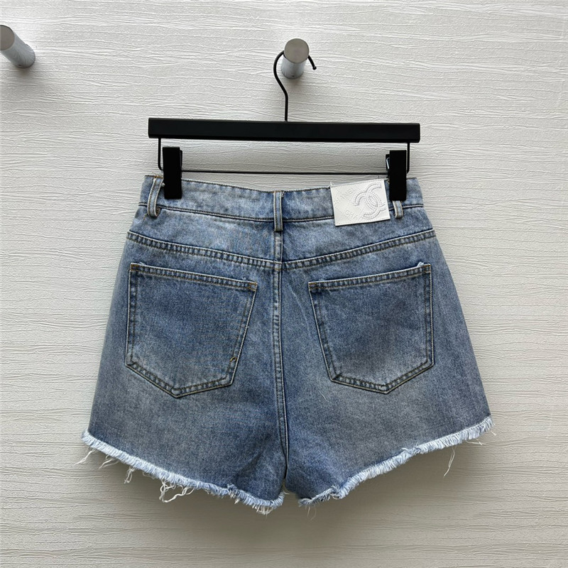 Ch**el classic printed denim shorts replica clothes