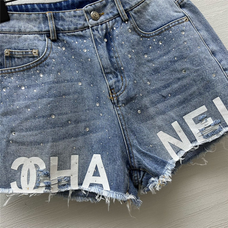 Ch**el classic printed denim shorts replica clothes