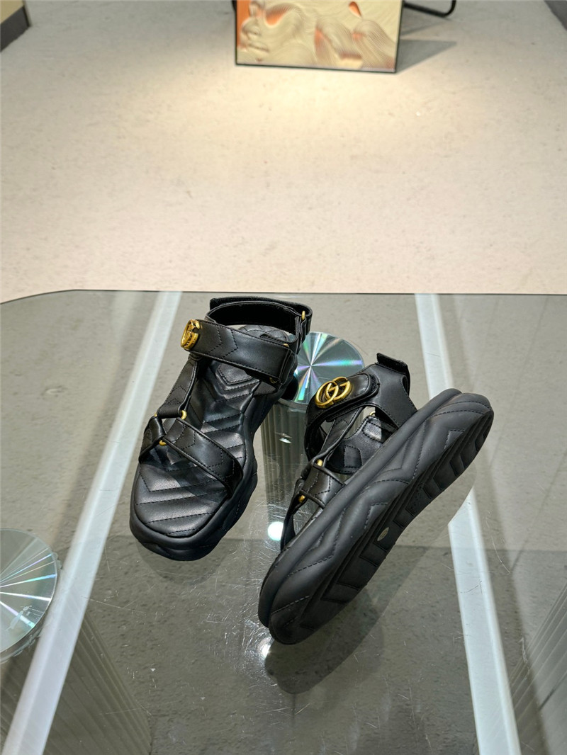 Gvc*1 double g strappy house sandals in black quilted leather