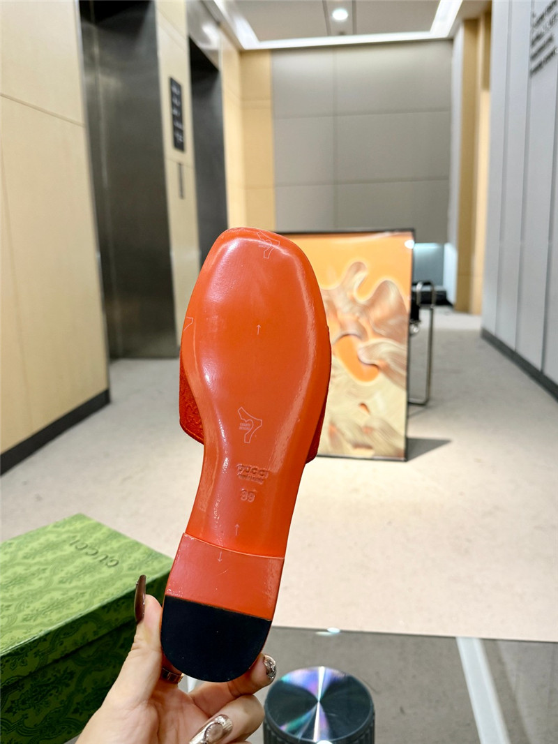 Gvc*1 interlocking g slide sandal in orange gg canvas
