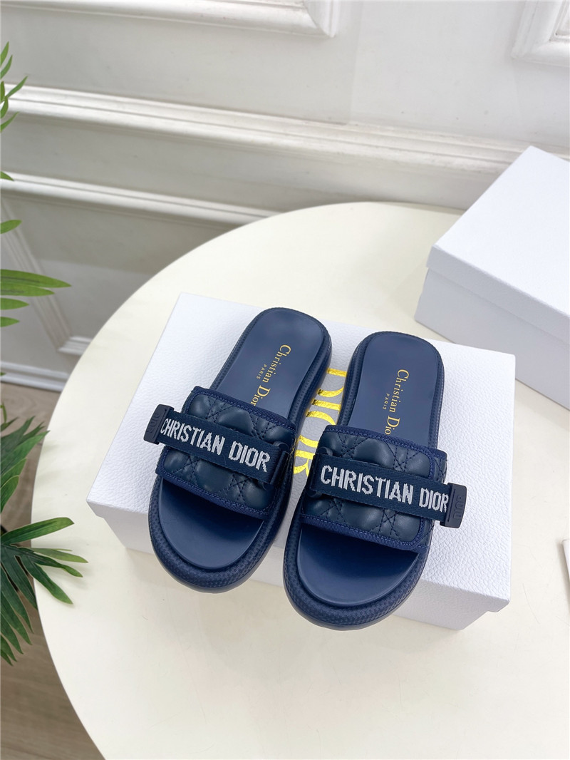 Dio(r)evolution Slide Glitter Tech Navy Quilted Leather