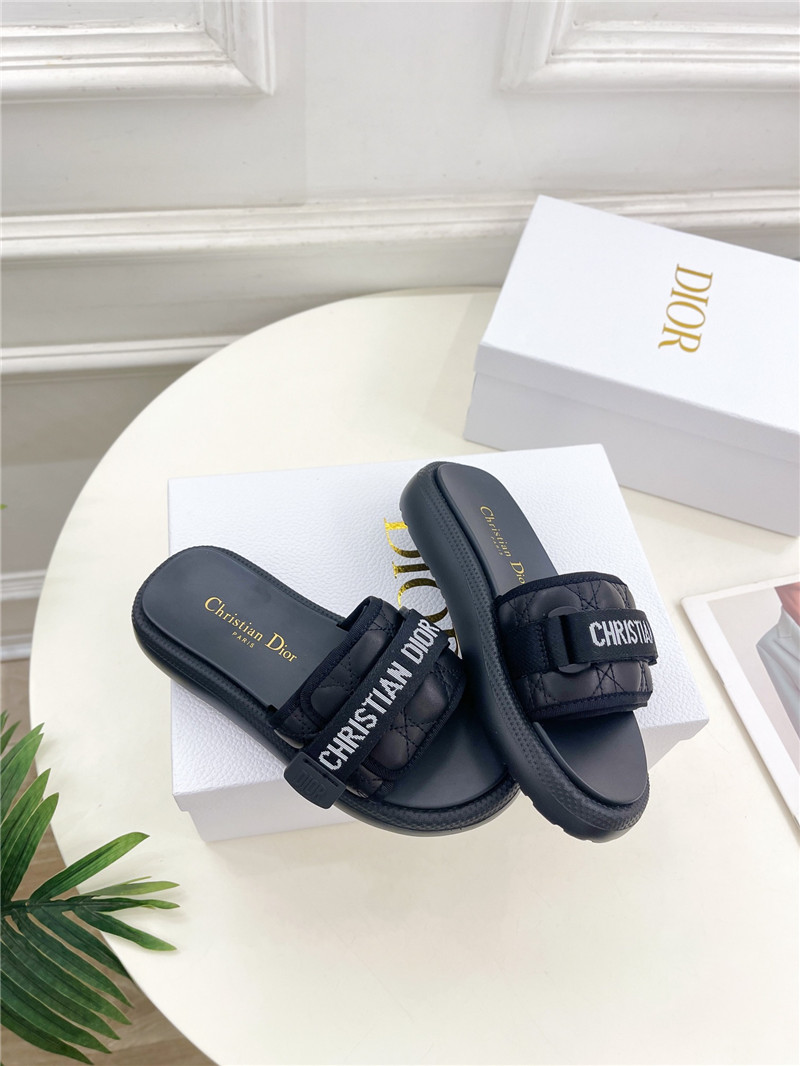 Dio(r)evolution Slide Glitter Tech Black Quilted Leather