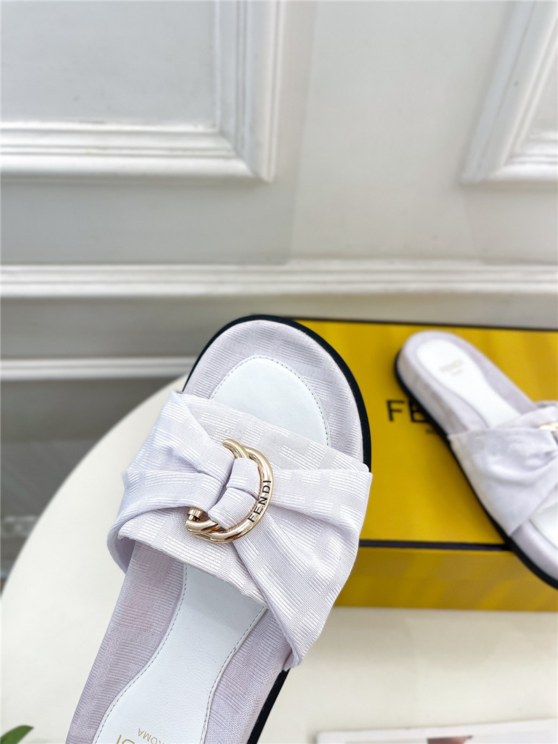 F**di feel white ff jacquard slides