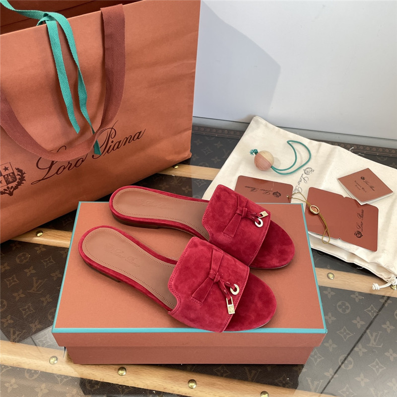 L0r0 P1ana summer charms flat sandals in camu fruit suede