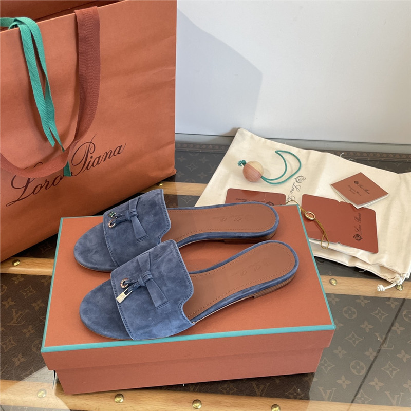 L0r0 P1ana summer charms sandals in zircon suede goatskin