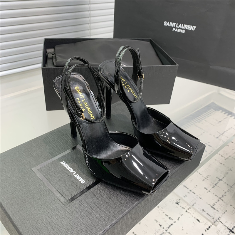 Sa1nt Lau*nt la scandale sandals in black patent leather