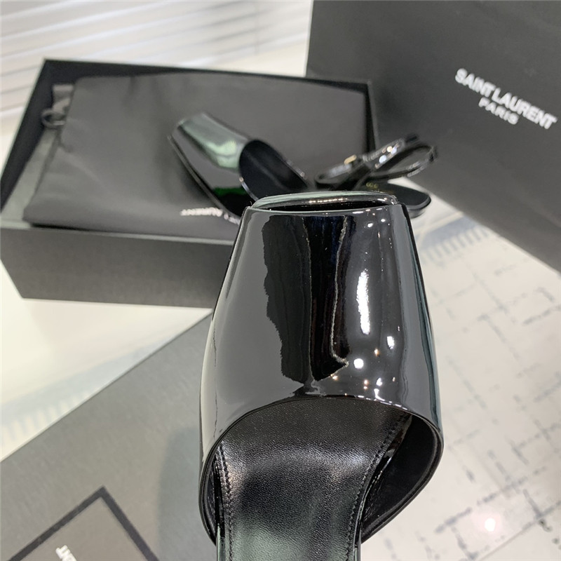 Sa1nt Lau*nt la scandale sandals in black patent leather