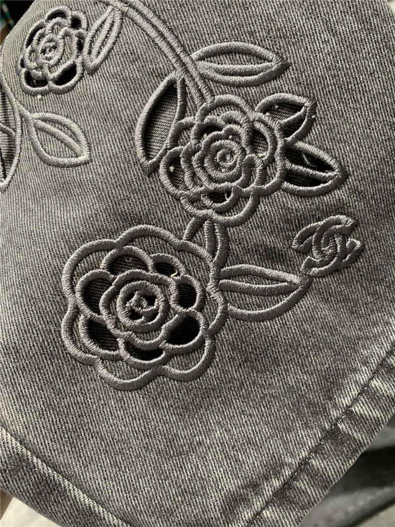 Ch**el camellia hollow front pocket jeans replica clothes