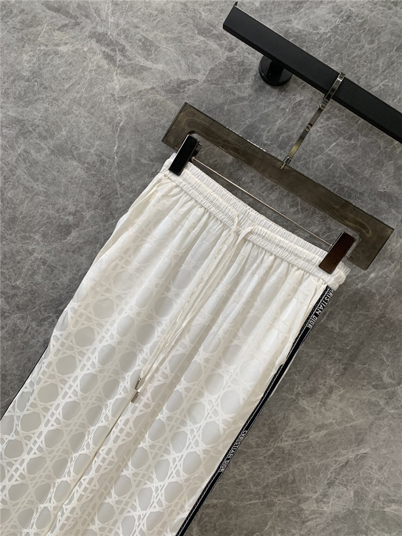 D10r oblique white jacquard velvet wide-leg pants