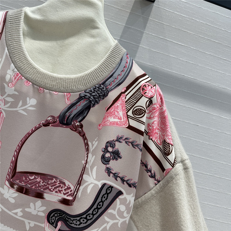 H**me5 saddle print pattern patchwork knitted top replica clothes