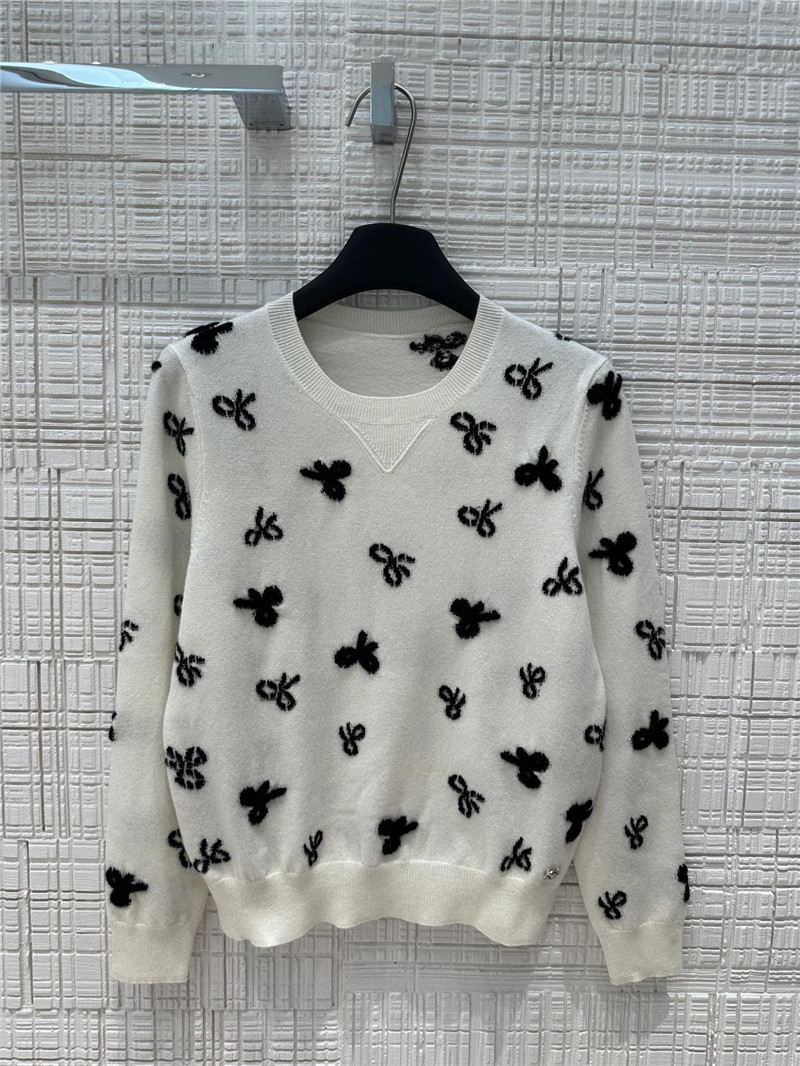 Ch**el bow intarsia cashmere sweater replica designer clothes