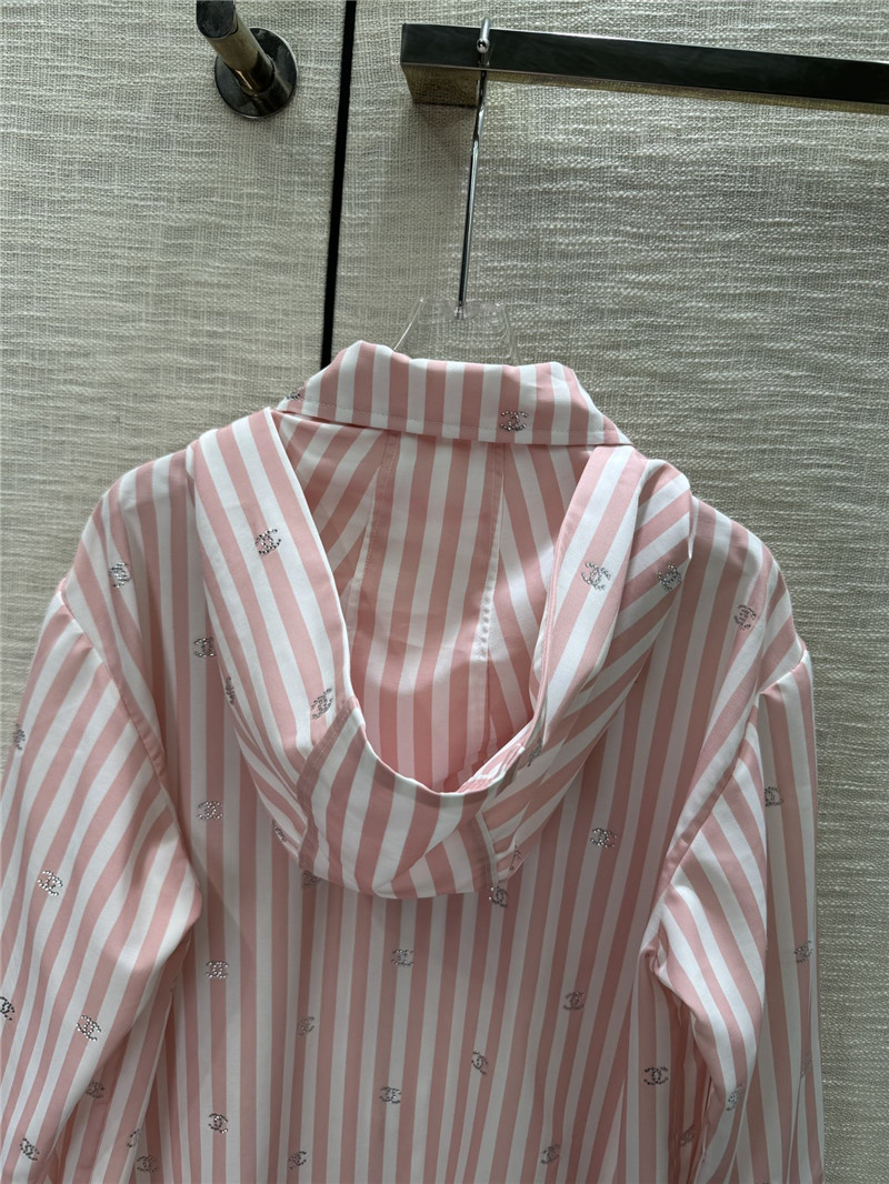 Ch**el vertical striped lapel hooded jacket replica d&g clothing