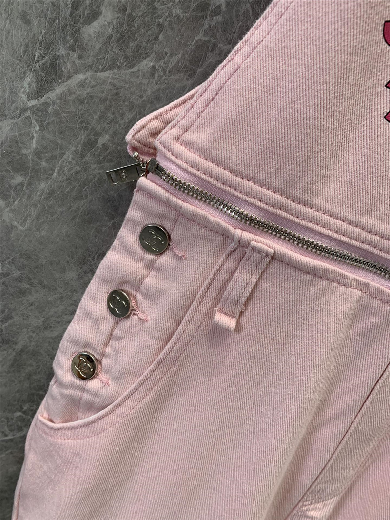 Ch**el love double c print denim overalls replica clothing