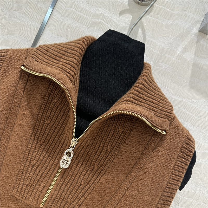 Ch**el lapel zipper vest replica designer clothes