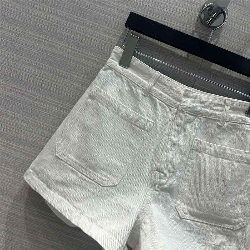 D10r double pocket straight white denim shorts replica clothes