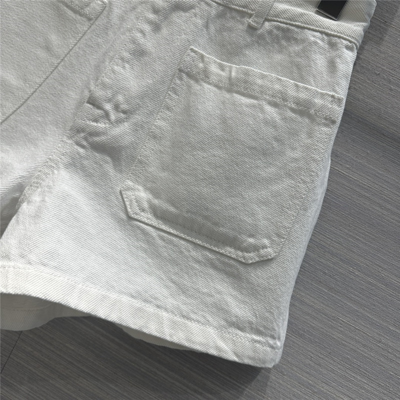 D10r double pocket straight white denim shorts replica clothes
