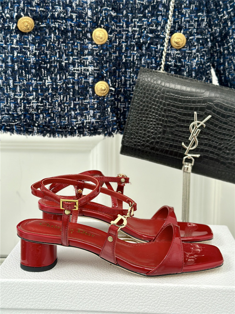 c’est D10r 5cm burgundy calfskin heeled sandals with gold-tone
