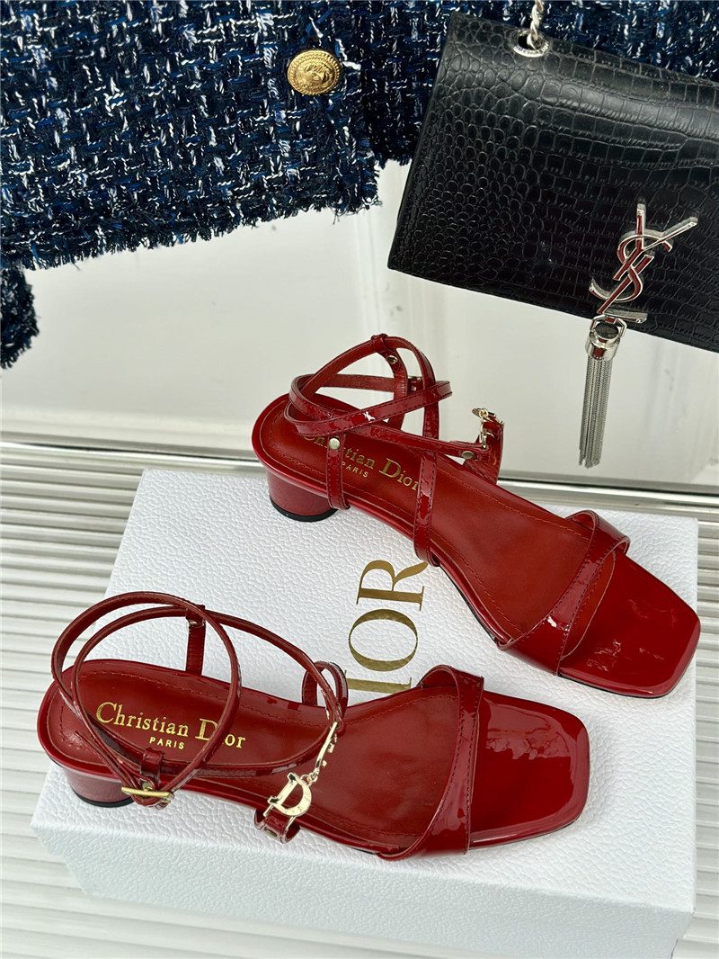 c’est D10r 5cm burgundy calfskin heeled sandals with gold-tone