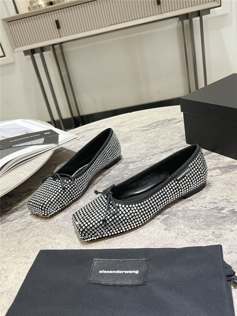 A1exa*der wang billie faux crystal satin flats black and white