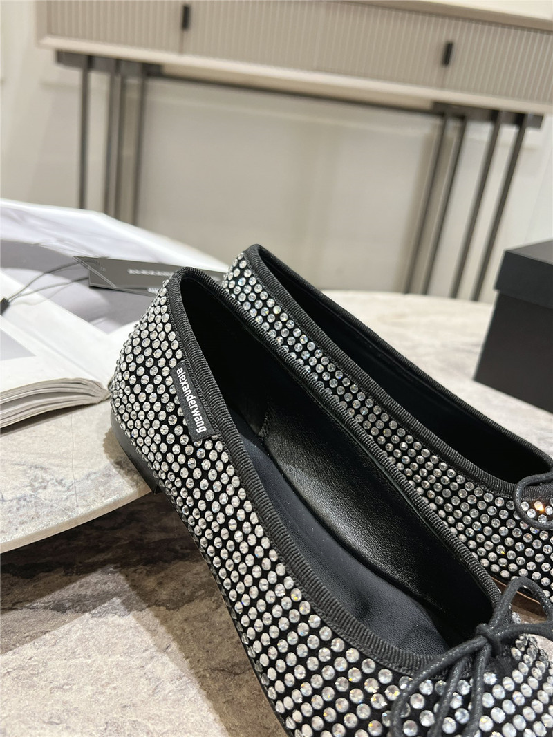 A1exa*der wang billie faux crystal satin flats black and white