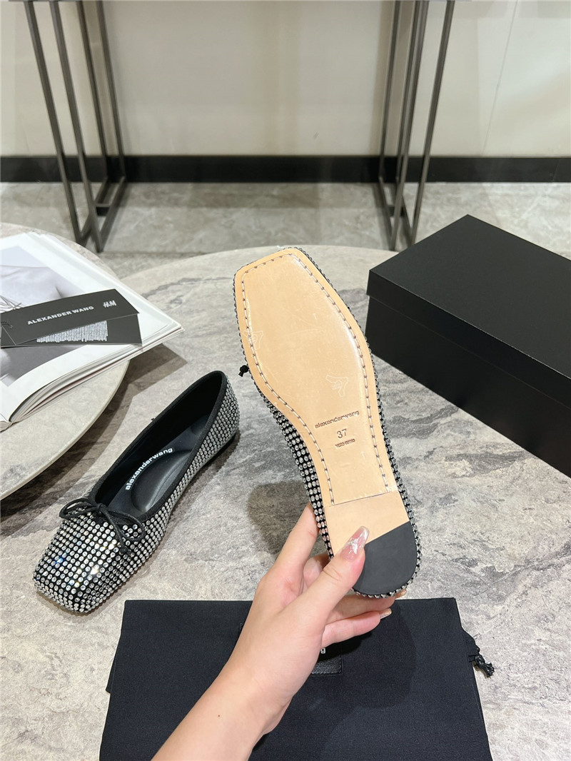 A1exa*der wang billie faux crystal satin flats black and white