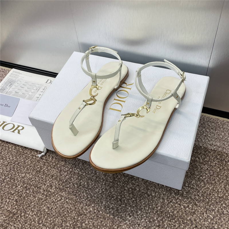 c’est D10r ivory calfskin thong sandals