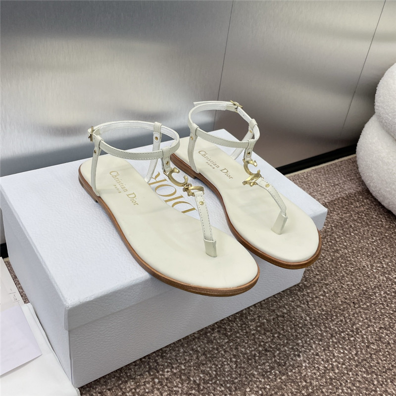 c’est D10r ivory calfskin thong sandals