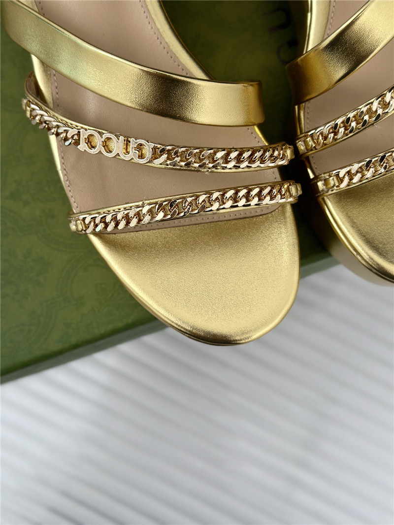 Gvc*1 signoria gold chain strappy platform slides