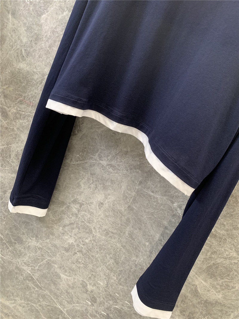 Pra*a contrast color long sleeve t-shirt replica d&g clothing