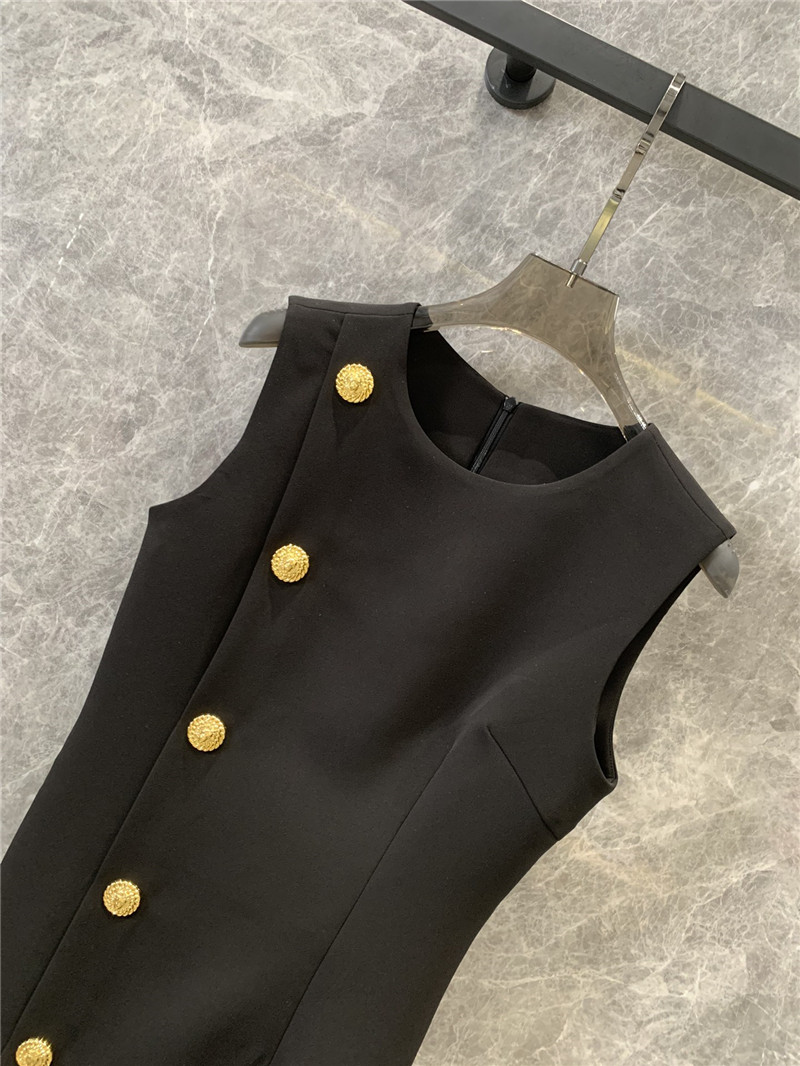 Balmain gold button sleeveless dress replica designer clothes