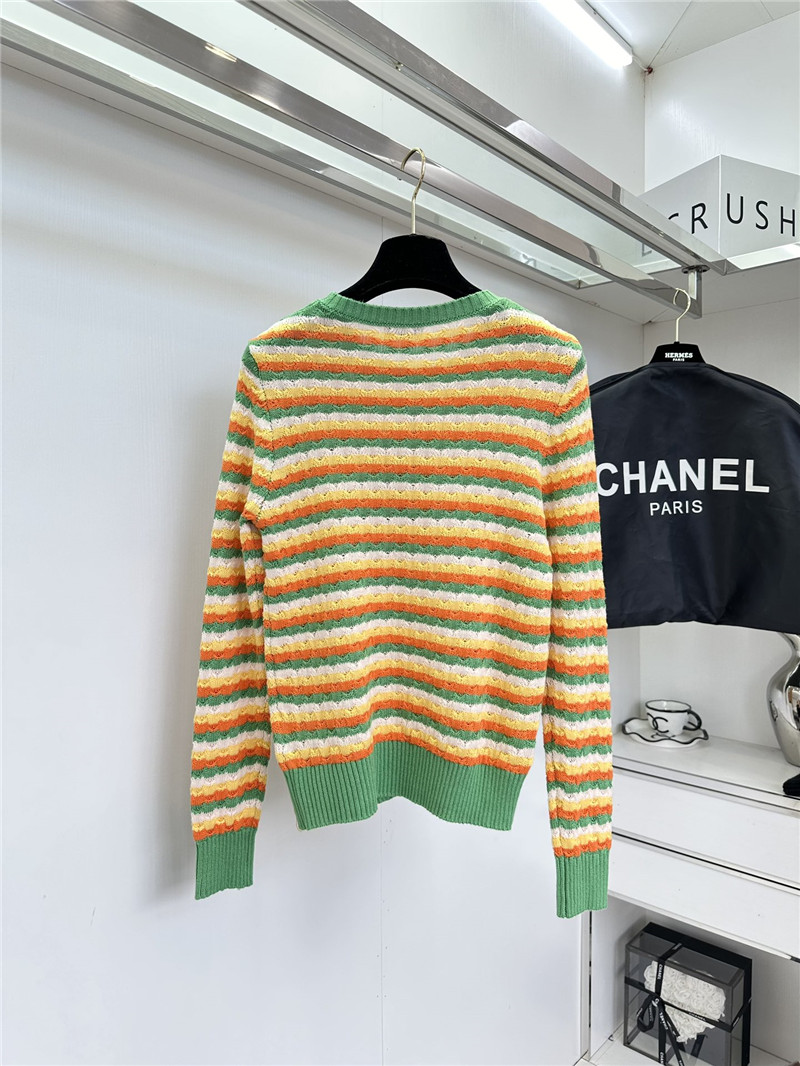 Ch**el contrast striped pullover top replica d&g clothing