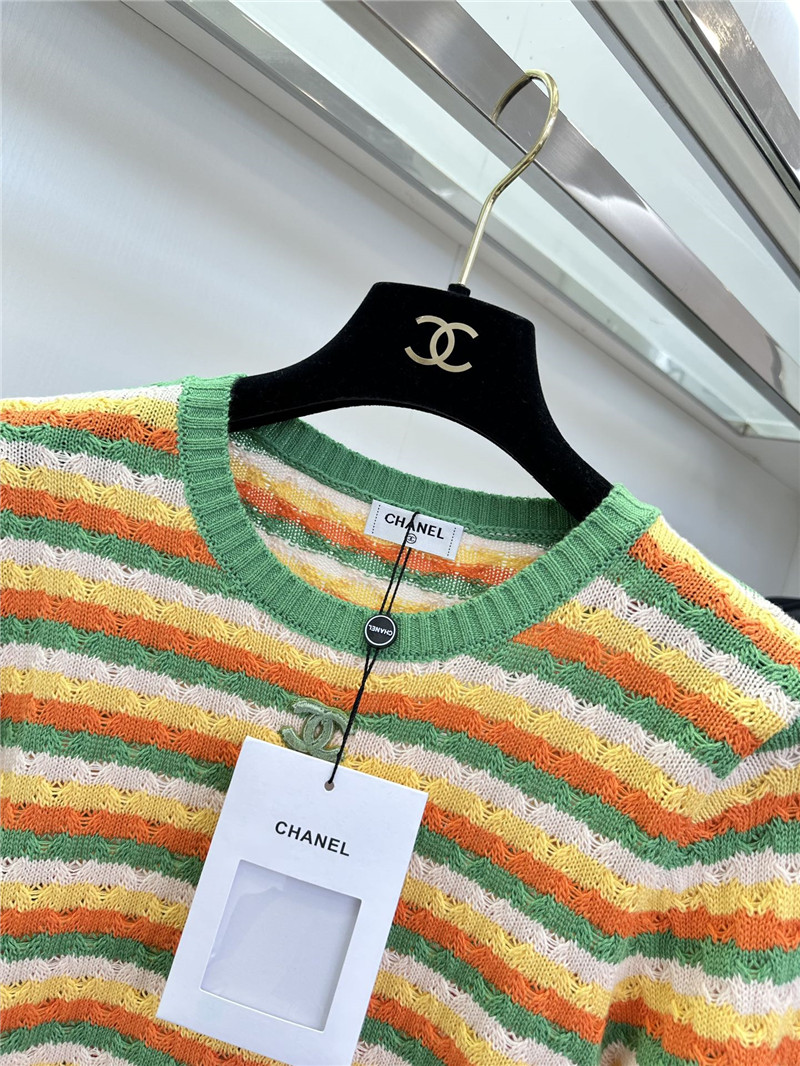 Ch**el contrast striped pullover top replica d&g clothing