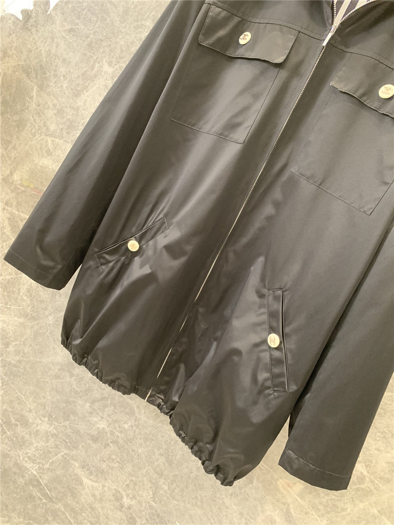 Ch**el hooded pocket zipper sun protection jacket replica clothes